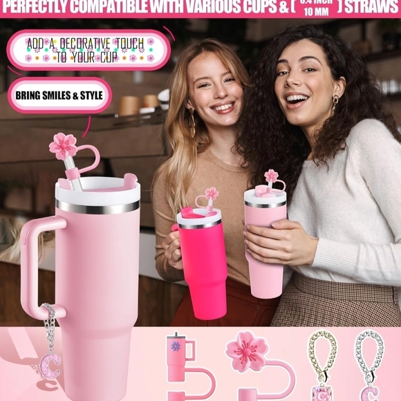 Pink Initial Set Of Straw Cover Accessories| Stanley Charms - Picture 3 of 5